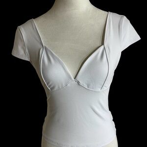 Trendy Queen V Neck, Short Sleeved T Shirt with tons of stretch.